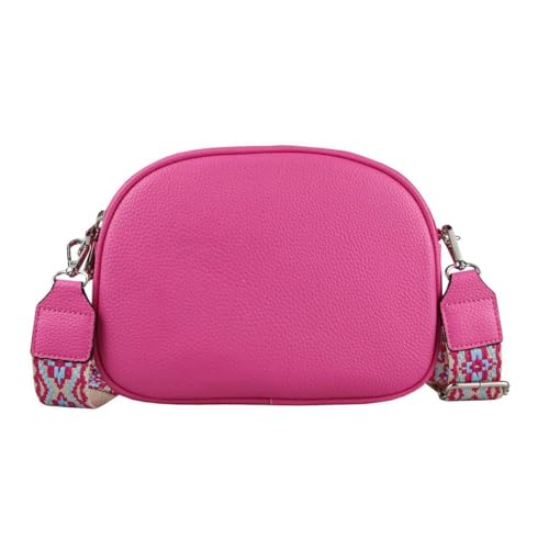 Damen Tasche Crossbody Umhängetasche Gürteltasche Bodybag Schultertasche Crossover Damentasche Kunstleder Handtasche Muster Taschengurt Reise Pink Gurt mit Muster von ITALYSHOP24