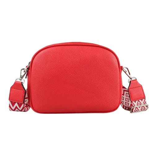 Damen Tasche Crossbody Umhängetasche Gürteltasche Bodybag Schultertasche Crossover Damentasche Kunstleder Handtasche Muster Taschengurt Reise Rot Gurt mit Muster von ITALYSHOP24