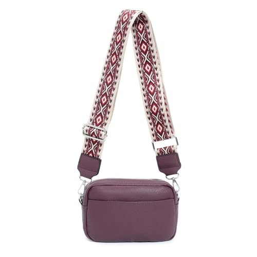 Damen Tasche Gürteltasche Brusttasche Umhängetasche Schultertasche Bauchtasche Crossbody Bag Hüfttasche Handtasche Abendtasche Kunstelder Bordo von ITALYSHOP24