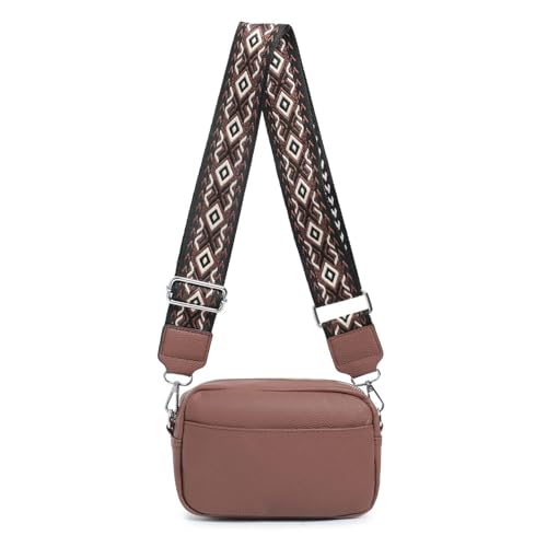 Damen Tasche Gürteltasche Brusttasche Umhängetasche Schultertasche Bauchtasche Crossbody Bag Hüfttasche Handtasche Abendtasche Kunstelder Braun von ITALYSHOP24