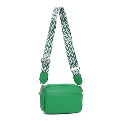 Damen Tasche Gürteltasche Brusttasche Umhängetasche Schultertasche Bauchtasche Crossbody Bag Hüfttasche Handtasche Abendtasche Kunstelder Grün von ITALYSHOP24