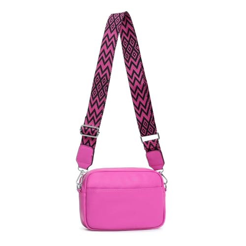 Damen Tasche Gürteltasche Brusttasche Umhängetasche Schultertasche Bauchtasche Crossbody Bag Hüfttasche Handtasche Abendtasche Kunstelder Pink von ITALYSHOP24