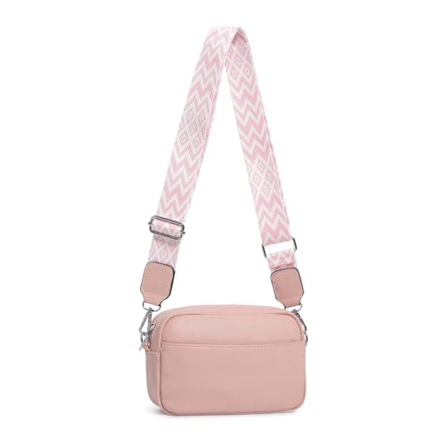 Damen Tasche Gürteltasche Brusttasche Umhängetasche Schultertasche Bauchtasche Crossbody Bag Hüfttasche Handtasche Abendtasche Kunstelder Rosa von ITALYSHOP24