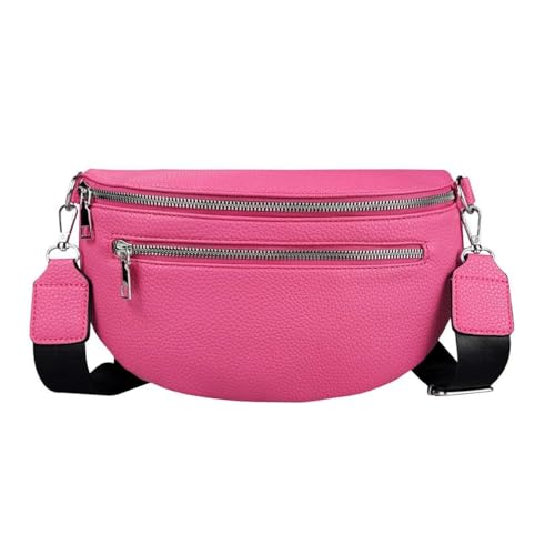 Damen Tasche Gürteltasche Crossbody Leder Optik Hüfttasche Bauchtasche Umhängetasche Cross-Over Bodybag Schultertasche Handytasche Leder Optik Pink von ITALYSHOP24