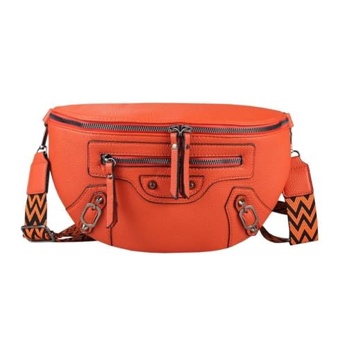 Damen Tasche Gürteltasche Umhängetasche Bodybag Brusttasche Muster Gürtel Bauchtasche Crossbody Hüfttasche Crossover Schultertasche Handytasche Leder Optik Orange von ITALYSHOP24