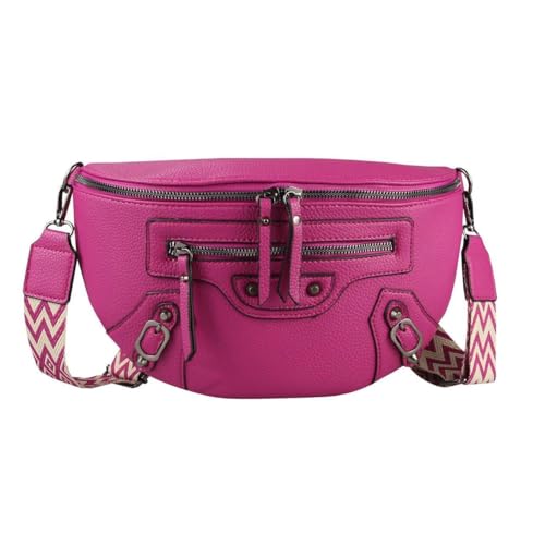 Damen Tasche Gürteltasche Umhängetasche Bodybag Brusttasche Muster Gürtel Bauchtasche Crossbody Hüfttasche Crossover Schultertasche Handytasche Leder Optik Pink von ITALYSHOP24