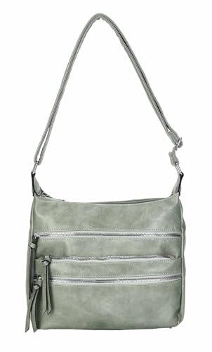 Damen Tasche Shopper Schultertasche Umhängetasche Crossover Crossbody Henkeltasche Beuteltasche Handtasche City Bag Reise Kunst-Leder Mint V1 von ITALYSHOP24