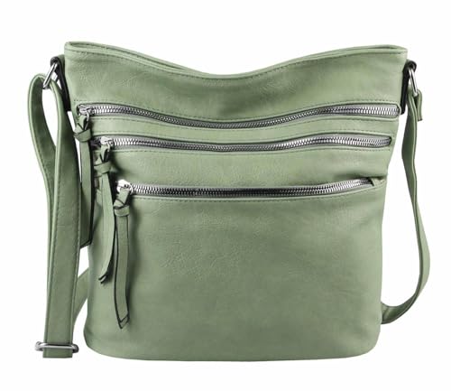 Damen Tasche Shopper Schultertasche Umhängetasche Crossover Crossbody Henkeltasche Beuteltasche Handtasche City Bag Reise Kunst-Leder Mint von ITALYSHOP24