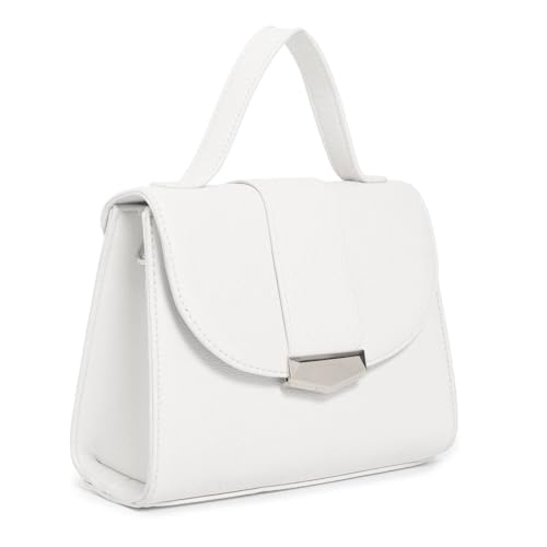 Damen kleine Handtasche Messenger Shopper Schultertasche Crossover Umhängetasche Bodybag Henkeltasche Crossbody Abendtasche Weiß von ITALYSHOP24