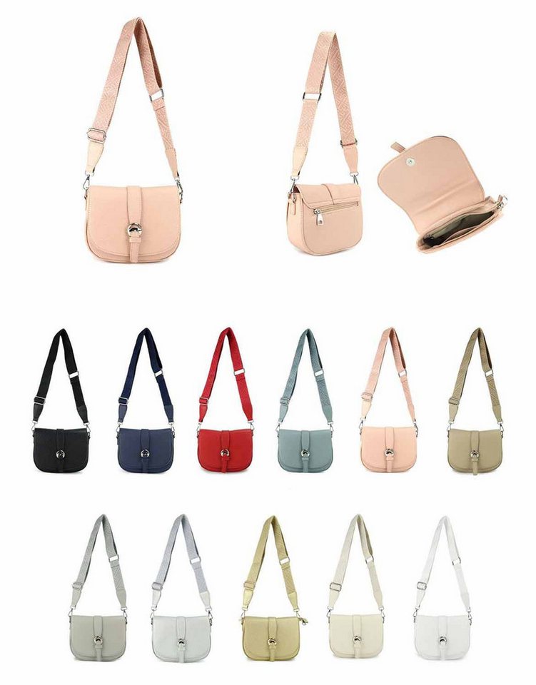 ITALYSHOP24 Bauchtasche Damen Brusttasche Bodybag Crossover Umhängetasche Gürteltasche Bag (Spar-Set Clutch, Tasche mit einem breitem Muster Stoffgurt/Umhängeband), Crossbody Handytasche Hüfttasche Schultertasche Handytasche Geldbörse von ITALYSHOP24