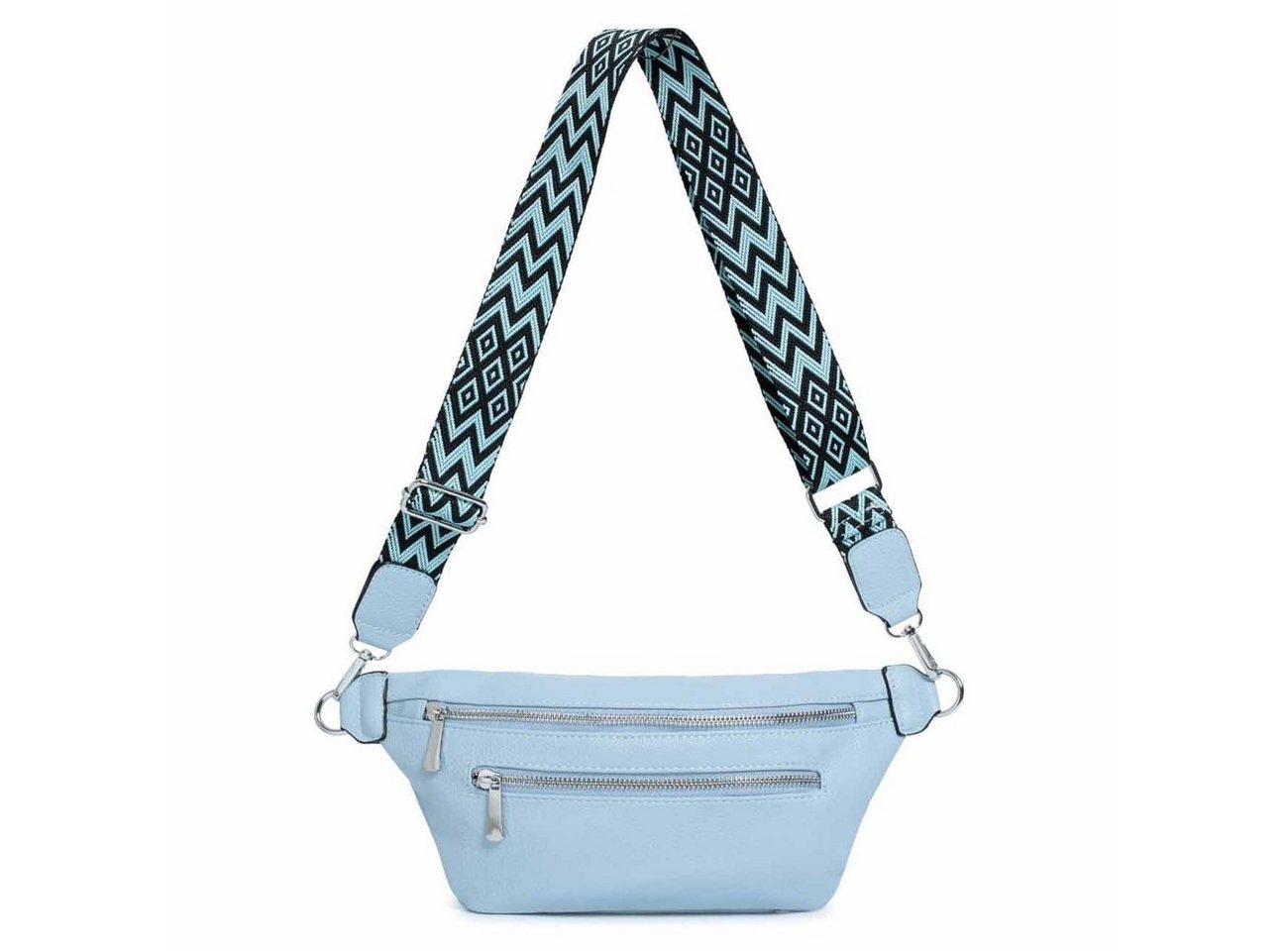 ITALYSHOP24 Bauchtasche Damen Brusttasche Bodybag Crossover Umhängetasche Gürteltasche Bag (Spar-Set aus einer Tasche mit einem breitem Muster Stoffgurt/Umhängeband), Crossbody Handytasche Hüfttasche Schultertasche Handytasche Geldbörse von ITALYSHOP24