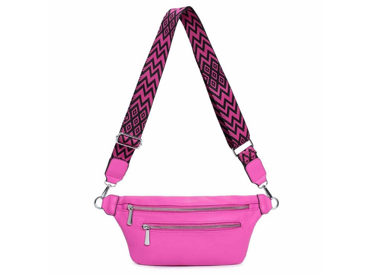 ITALYSHOP24 Bauchtasche Damen Brusttasche Bodybag Crossover Umhängetasche Gürteltasche Bag (Spar-Set aus einer Tasche mit einem breitem Muster Stoffgurt/Umhängeband), Crossbody Handytasche Hüfttasche Schultertasche Handytasche Geldbörse von ITALYSHOP24