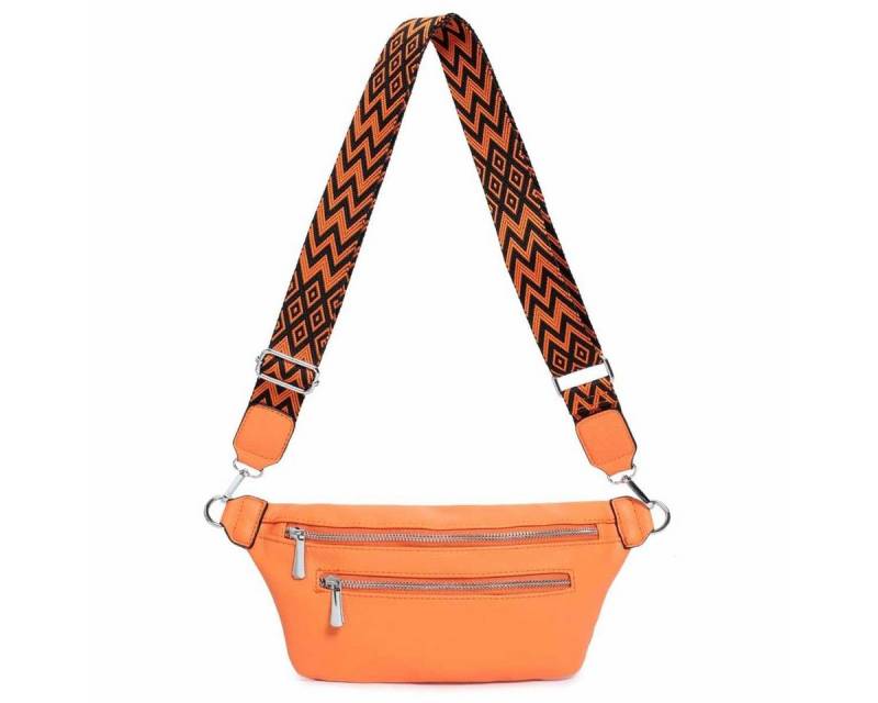 ITALYSHOP24 Bauchtasche Damen Brusttasche Bodybag Crossover Umhängetasche Gürteltasche Bag (Spar-Set aus einer Tasche mit einem breitem Muster Stoffgurt/Umhängeband), Crossbody Handytasche Hüfttasche Schultertasche Handytasche Geldbörse von ITALYSHOP24