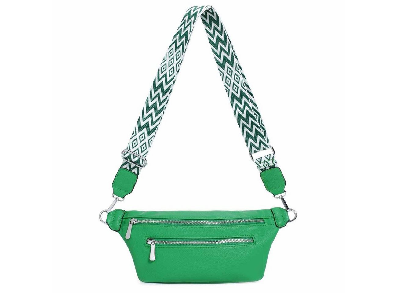 ITALYSHOP24 Bauchtasche Damen Brusttasche Bodybag Crossover Umhängetasche Gürteltasche Bag (Spar-Set aus einer Tasche mit einem breitem Muster Stoffgurt/Umhängeband), Crossbody Handytasche Hüfttasche Schultertasche Handytasche Geldbörse von ITALYSHOP24