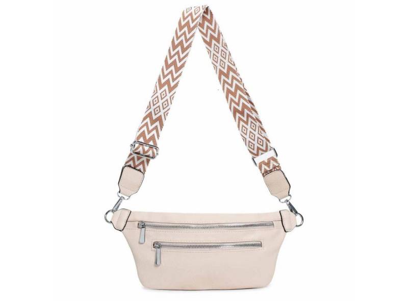 ITALYSHOP24 Bauchtasche Damen Brusttasche Bodybag Crossover Umhängetasche Gürteltasche Bag (Spar-Set aus einer Tasche mit einem breitem Muster Stoffgurt/Umhängeband), Crossbody Handytasche Hüfttasche Schultertasche Handytasche Geldbörse von ITALYSHOP24
