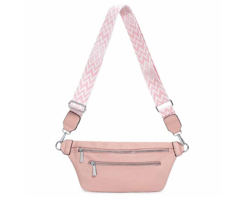 ITALYSHOP24 Bauchtasche Damen Brusttasche Bodybag Crossover Umhängetasche Gürteltasche Bag (Spar-Set aus einer Tasche mit einem breitem Muster Stoffgurt/Umhängeband), Crossbody Handytasche Hüfttasche Schultertasche Handytasche Geldbörse von ITALYSHOP24