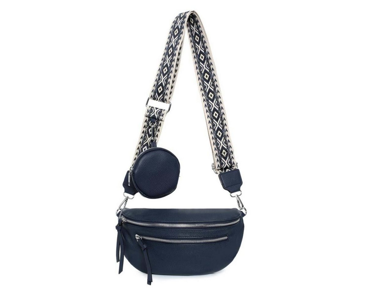 ITALYSHOP24 Bauchtasche Damen Brusttasche Crossover Umhängetasche CrossBody Bag Geldtasche (Spar-Set aus einer Tasche mit einem breitem Muster Stoffgurt/Umhängeband), Bodybag, Handytasche, Hüfttasche, Schultertasche, leicht Gewicht von ITALYSHOP24