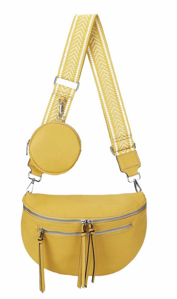 ITALYSHOP24 Bauchtasche Damen Brusttasche Crossover Umhängetasche CrossBody Bag Geldtasche (Spar-Set aus einer Tasche mit einem breitem Muster Stoffgurt/Umhängeband, 1 Tasche + 1 kleine abnehmbare vielseitige Geldtasche als Geschenk), Bodybag, Handytasche, Hüfttasche, Schultertasche, leicht Gewicht von ITALYSHOP24