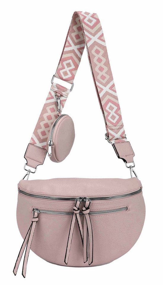 ITALYSHOP24 Bauchtasche Damen Brusttasche Crossover Umhängetasche CrossBody Bag Geldtasche (Spar-Set aus einer Tasche mit einem breitem Muster Stoffgurt/Umhängeband, 1 Tasche + 1 kleine abnehmbare vielseitige Geldtasche als Geschenk), Bodybag, Handytasche, Hüfttasche, Schultertasche, leicht Gewicht von ITALYSHOP24
