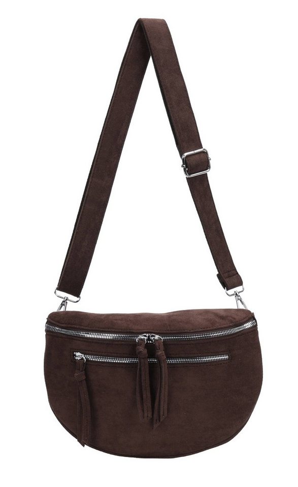 ITALYSHOP24 Bauchtasche Damen Gürteltasche Hüfttasche Bodybag Handytasche Umhängetasche Reise, Stoff Tasche CrossOver Brusttasche Wildlederimitat Slingntasche von ITALYSHOP24