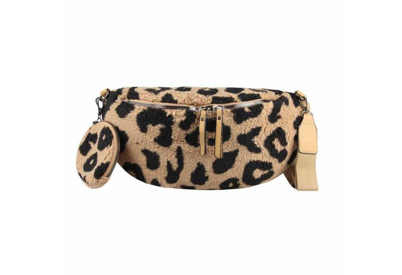 ITALYSHOP24 Bauchtasche Damen LEOPARDEN-PRINT Tasche Teddyfell Plüsch Hüfttasche LEO Crossbag, PELZTASCHE Schultertasche CrossBody Teddytasche Plüsch Felltasche von ITALYSHOP24