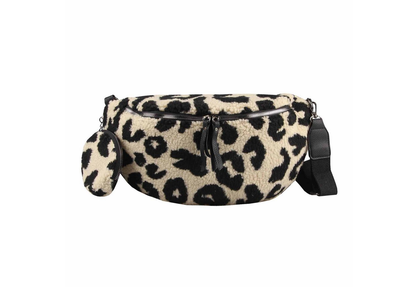 ITALYSHOP24 Bauchtasche Damen LEOPARDEN-PRINT Tasche Teddyfell Plüsch Hüfttasche LEO Crossbag, PELZTASCHE Schultertasche CrossBody Teddytasche Plüsch Felltasche von ITALYSHOP24