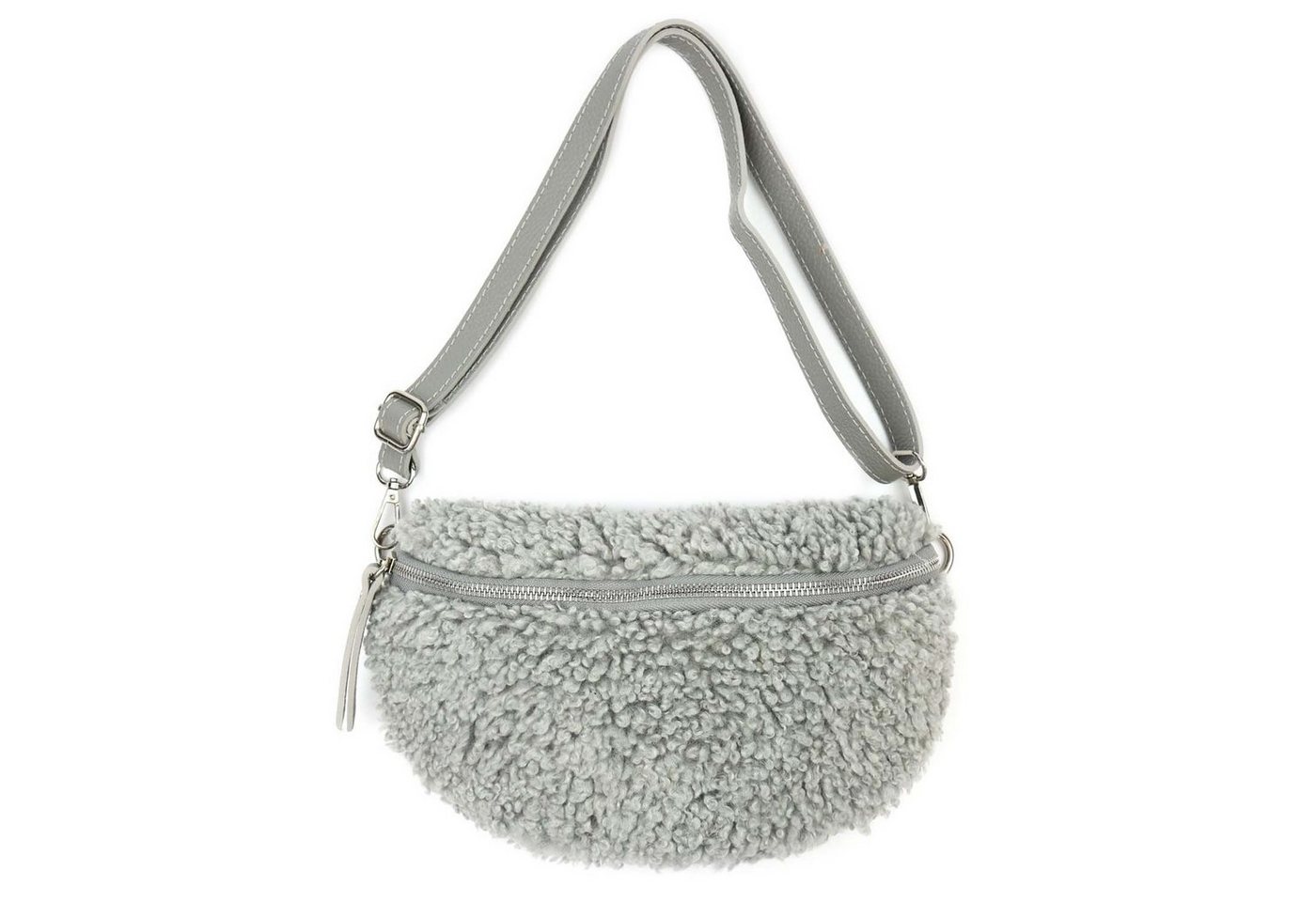 ITALYSHOP24 Bauchtasche Damen Teddyfell Plüsch Hüfttasche CrossBody Leder, als Schultertasche, Gürteltasche, Umhängetasche tragbar von ITALYSHOP24