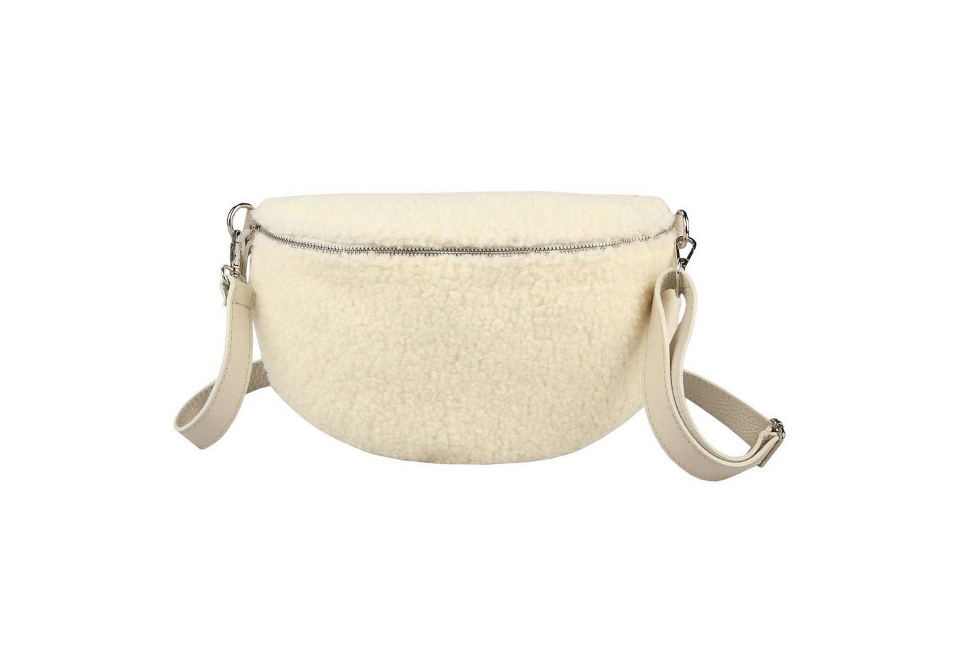 ITALYSHOP24 Bauchtasche Damen Teddyfell Tasche CrossBody Hüfttasche Leder, als Schultertasche, CrossOver, Umhängetasche tragbar von ITALYSHOP24