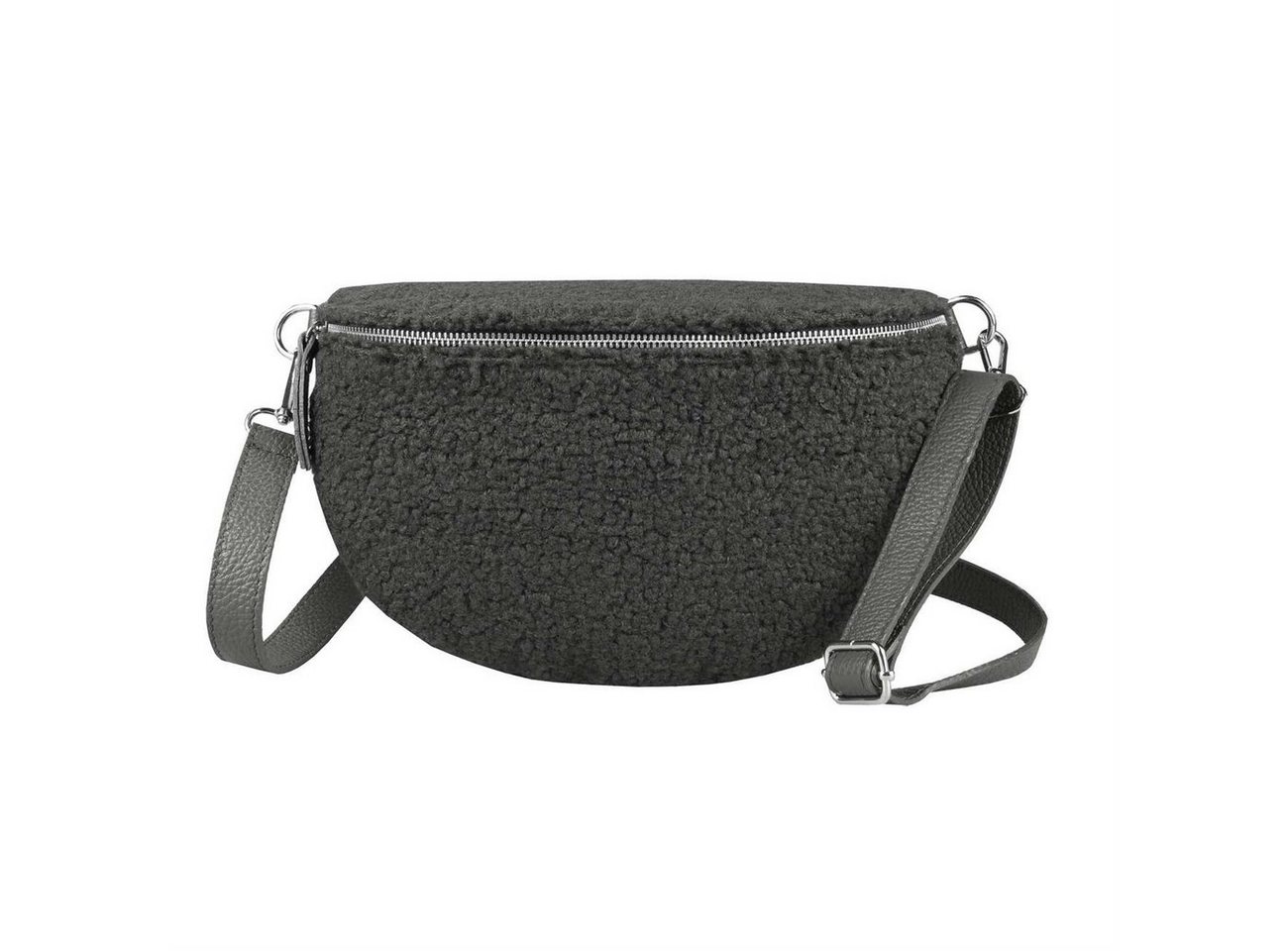 ITALYSHOP24 Bauchtasche Damen Teddyfell Tasche CrossBody Hüfttasche Leder, als Schultertasche, CrossOver, Umhängetasche tragbar von ITALYSHOP24