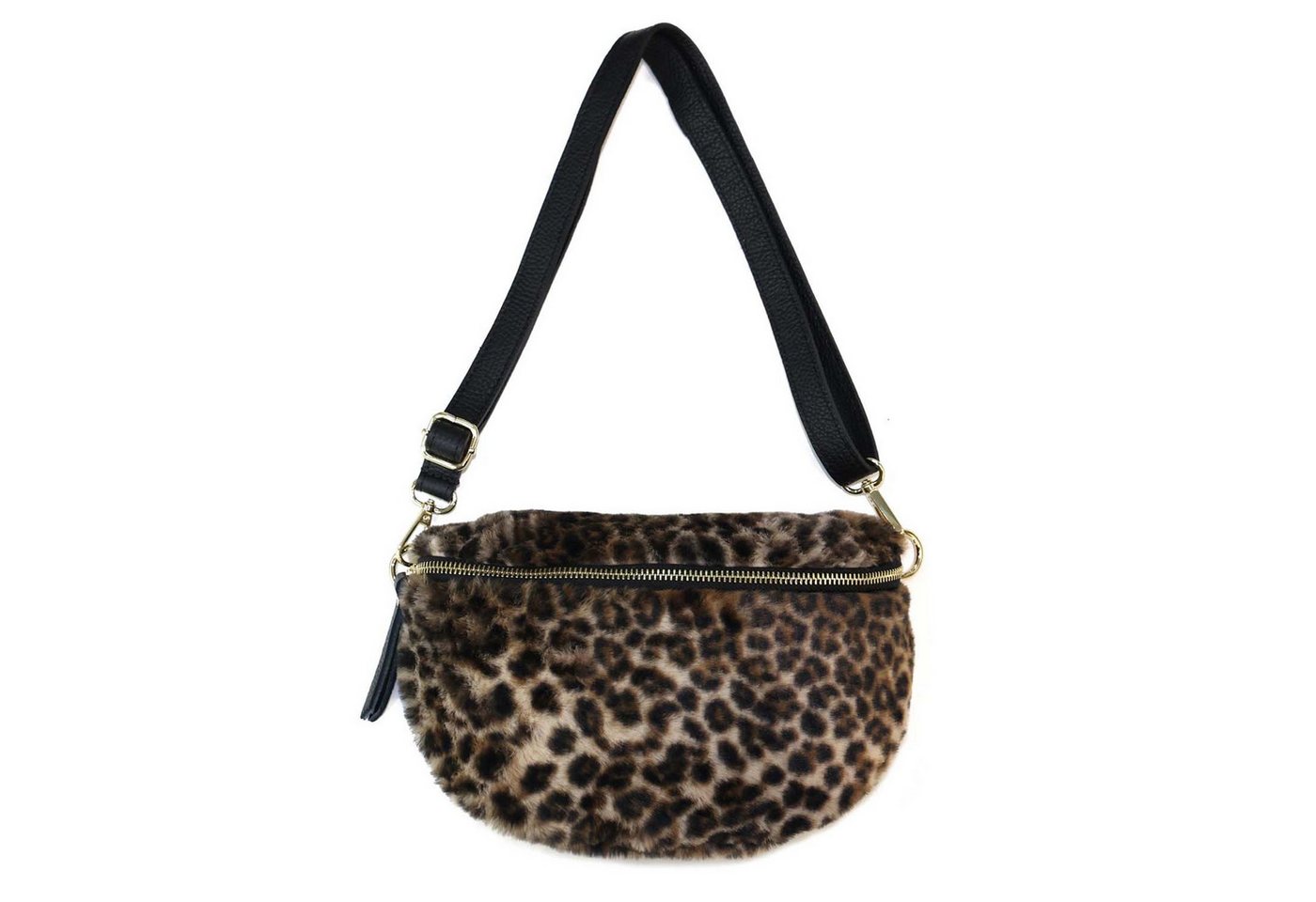 ITALYSHOP24 Bauchtasche MADE IN ITALY Damen Leo Tasche Brusttasche Leder Teddyfell Bodybag, LEOPARDEN PRINT Schultertasche Umhängetasche Plüsch Crossbody Handy von ITALYSHOP24
