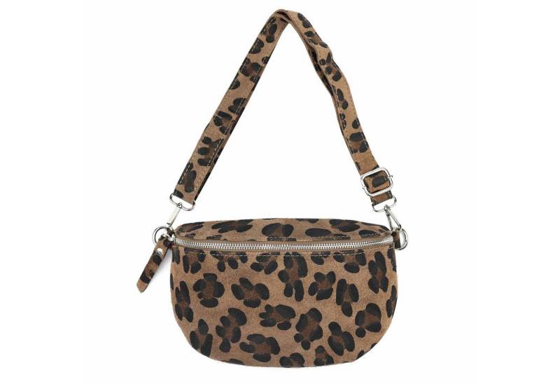 ITALYSHOP24 Bauchtasche MADE IN ITALY Damen Leo Tasche Umhängetasche CrossBody Ledertasche, LEOPARDEN PRINT Bodybag Wildleder Brusttasche CrossOver Handytasche von ITALYSHOP24