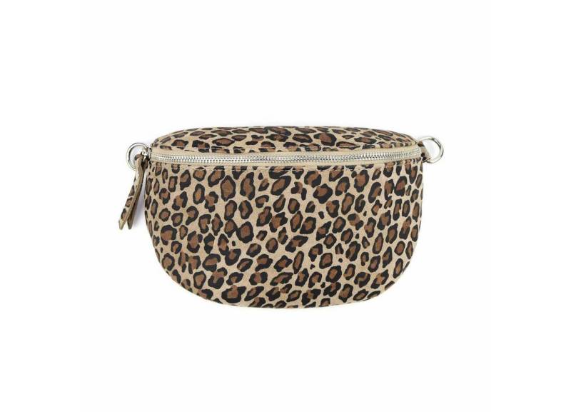 ITALYSHOP24 Bauchtasche MADE IN ITALY Damen Leo Tasche Umhängetasche CrossBody Ledertasche, LEOPARDEN PRINT Bodybag Wildleder Brusttasche CrossOver Handytasche von ITALYSHOP24
