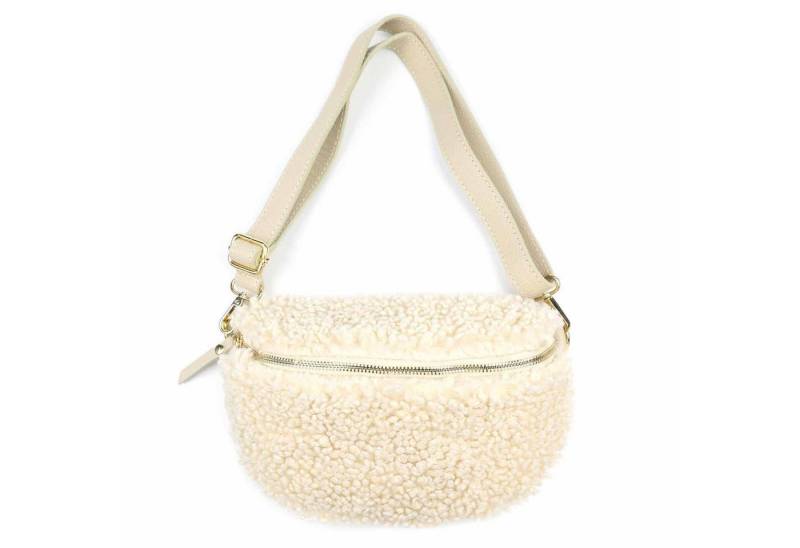 ITALYSHOP24 Bauchtasche Made in Italy Damen Brusttasche Teddyfell Plüsch Hüfttasche Cross Over, Body Bag Schultertasche Gürteltasche Umhängetasche Bauchtasche Leder von ITALYSHOP24