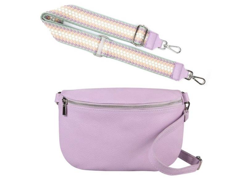 ITALYSHOP24 Bauchtasche Made in Italy Damen Leder Brusttasche Gürteltasche CrossBody Bodybag (Spar-Set aus einer Tasche mit dem Ledergurt und einem breitem Stoffgurt/Umhängeband, Crossbody Bag mit zusätzlichen Riemen), 1 Tasche & 2 Gurte, Schultertasche, Umhängetasche mit 2 Schulterriemen von ITALYSHOP24