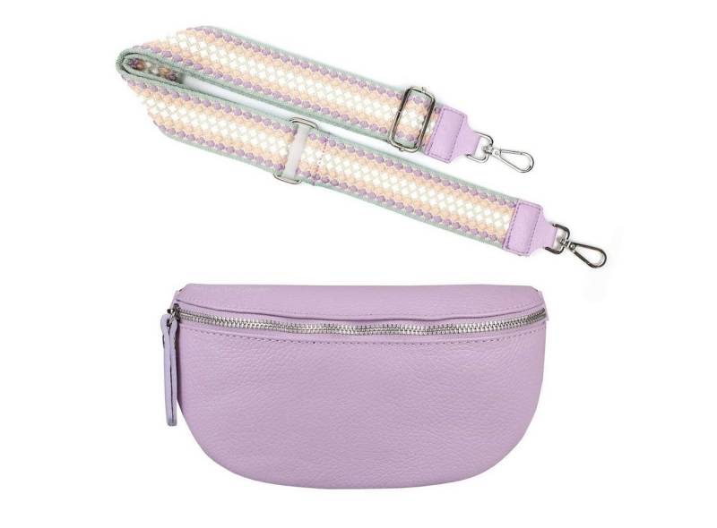 ITALYSHOP24 Bauchtasche Made in Italy Damen Leder Brusttasche Gürteltasche CrossBody Bodybag (Spar-Set aus einer Tasche mit dem Ledergurt und einem breitem Stoffgurt/Umhängeband, Crossbody Bag mit zusätzlichen Riemen), 1 Tasche & 2 Gurte, Schultertasche, Umhängetasche mit 2 Schulterriemen von ITALYSHOP24