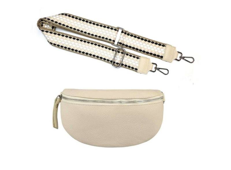 ITALYSHOP24 Bauchtasche Made in Italy Damen Leder Brusttasche Gürteltasche CrossBody Bodybag (Spar-Set aus einer Tasche mit dem Ledergurt und einem breitem Stoffgurt/Umhängeband, Crossbody Bag mit zusätzlichen Riemen), 1 Tasche & 2 Gurte, Schultertasche, Umhängetasche mit 2 Schulterriemen von ITALYSHOP24