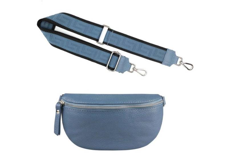 ITALYSHOP24 Bauchtasche Made in Italy Damen Leder Gürteltasche Hüfttasche Brusttasche Bodybag (Spar-Set aus einer Tasche mit dem Ledergurt und einem breitem Stoffgurt/Umhängeband, Crossbody Bag mit zusätzlichen Riemen), 1 Tasche & 2 Gurte, Schultertasche, Umhängetasche von ITALYSHOP24