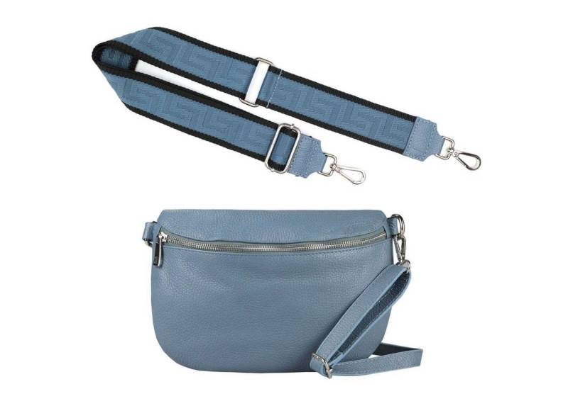 ITALYSHOP24 Bauchtasche Made in Italy Damen Leder Gürteltasche Hüfttasche Brusttasche Bodybag (Spar-Set aus einer Tasche mit dem Ledergurt und einem breitem Stoffgurt/Umhängeband, Crossbody Bag mit zusätzlichen Riemen), 1 Tasche & 2 Gurte, Schultertasche, Umhängetasche von ITALYSHOP24