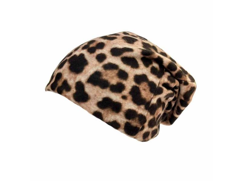 ITALYSHOP24 Beanie Made in Italy Damen Mütze Beanie Leo Muster Wintermütze Oversizemütze Kappe mit Karo Muster Animal Print Schlauchmütze Einheitsgröße leicht von ITALYSHOP24