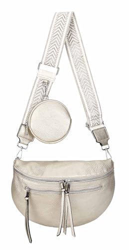 ITALYSHOP24 Damen Tasche Umhängetasche Brusttasche Muster Gürtel Bauchtasche Crossbody Gürteltasche Hüfttasche Crossover Bodybag Schultertasche Handytasche Leder Optik Gold von ITALYSHOP24