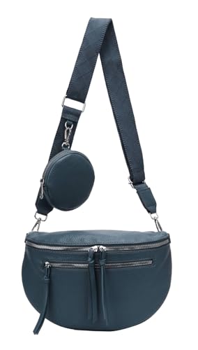ITALYSHOP24 Damen Tasche Umhängetasche Brusttasche Muster Gürtel Bauchtasche Crossbody Gürteltasche Hüfttasche Crossover Bodybag Schultertasche Handytasche Leder Optik Petrol von ITALYSHOP24