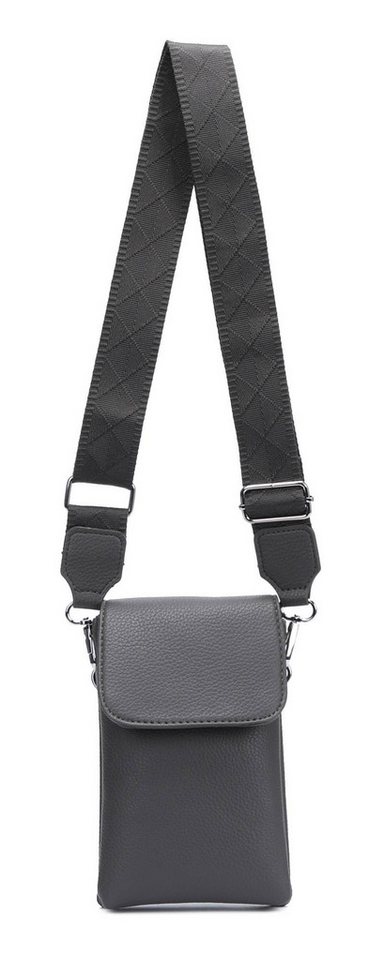 ITALYSHOP24 Geldbörse Damen Tasche Handytasche Brusttasche Crossbody Umhängetasche Crossover (Spar-Set Clutch-Tasche mit einem breitem Muster Stoffgurt/Umhängeband, Leder Optik), Bodybag Smartphone Freizeit Handtasche Brieftasche Schultertasche von ITALYSHOP24