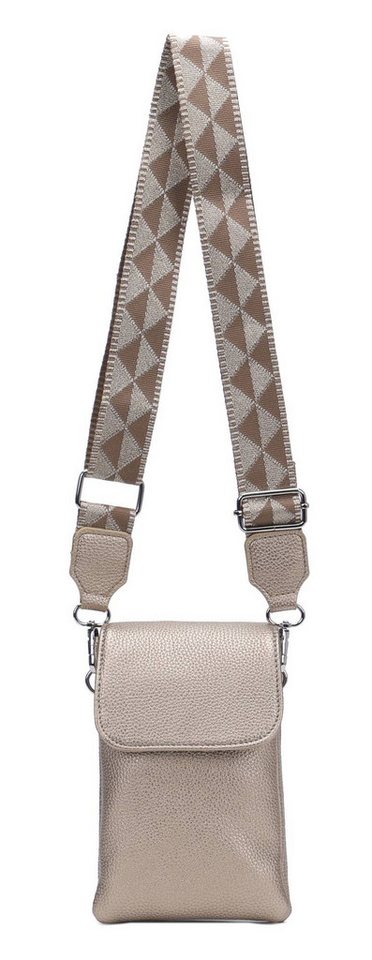 ITALYSHOP24 Geldbörse Damen Tasche Handytasche Brusttasche Crossbody Umhängetasche Crossover (Spar-Set Clutch-Tasche mit einem breitem Muster Stoffgurt/Umhängeband, Leder Optik), Bodybag Smartphone Freizeit Handtasche Brieftasche Schultertasche von ITALYSHOP24