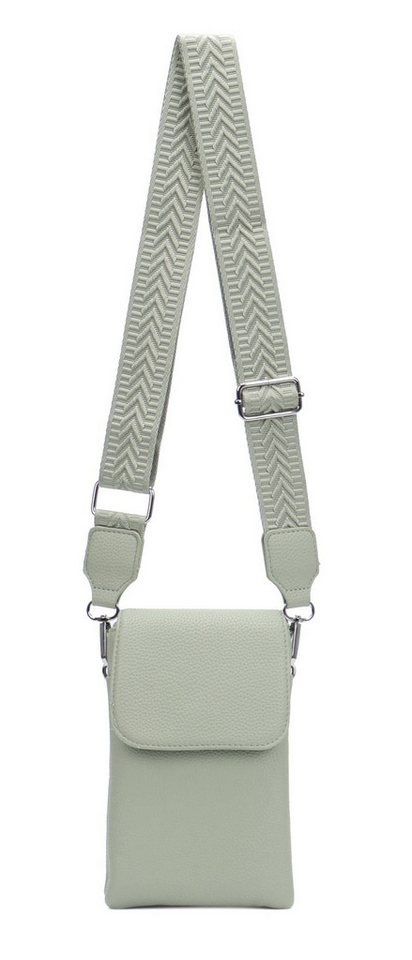 ITALYSHOP24 Geldbörse Damen Tasche Handytasche Brusttasche Crossbody Umhängetasche Crossover (Spar-Set Clutch-Tasche mit einem breitem Muster Stoffgurt/Umhängeband), Bodybag Smartphone Freizeit Handtasche Brieftasche Schultertasche von ITALYSHOP24