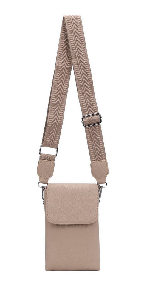 ITALYSHOP24 Geldbörse Damen Tasche Handytasche Brusttasche Crossbody Umhängetasche Crossover (Spar-Set Clutch-Tasche mit einem breitem Muster Stoffgurt/Umhängeband), Bodybag Smartphone Freizeit Handtasche Brieftasche Schultertasche von ITALYSHOP24