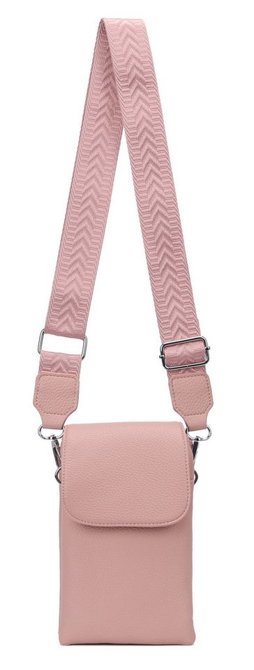 ITALYSHOP24 Geldbörse Damen Tasche Handytasche Brusttasche Crossbody Umhängetasche Crossover (Spar-Set Clutch-Tasche mit einem breitem Muster Stoffgurt/Umhängeband), Bodybag Smartphone Geldbörse Freizeit Handtasche Brieftasche Reise von ITALYSHOP24