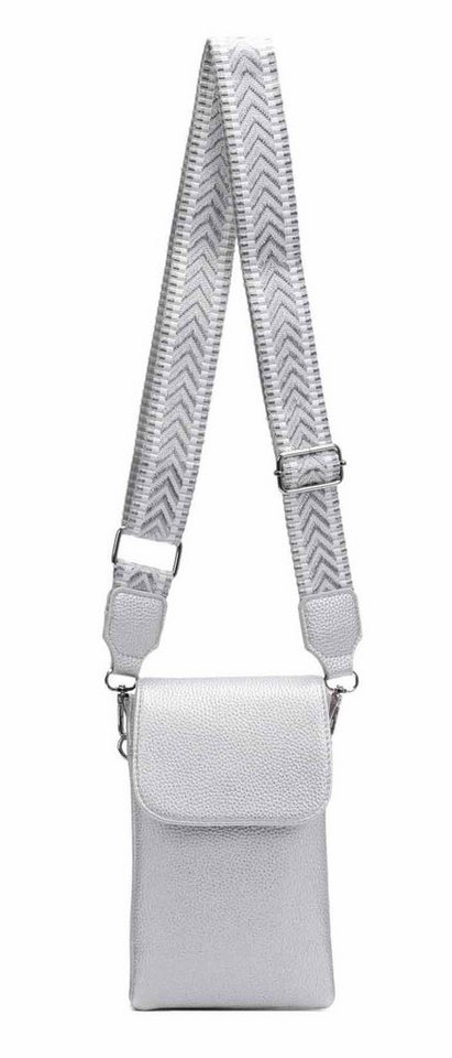 ITALYSHOP24 Geldbörse Damen Tasche Handytasche Brusttasche Crossbody Umhängetasche Crossover (Spar-Set Clutch-Tasche mit einem breitem Muster Stoffgurt/Umhängeband, Leder Optik), Bodybag Smartphone Freizeit Handtasche Brieftasche Schultertasche von ITALYSHOP24