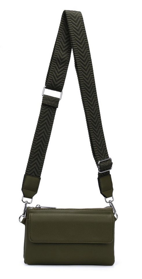 ITALYSHOP24 Geldbörse Damen Umhängetasche CrossBody Brieftasche Geldbörse Handytasche Reise (Tasche mit einem breitem Muster Stoffgurt/Umhängeband), Bodybag Cross Bag Schmucktasche Brieftasche Clutch Abendtasche von ITALYSHOP24