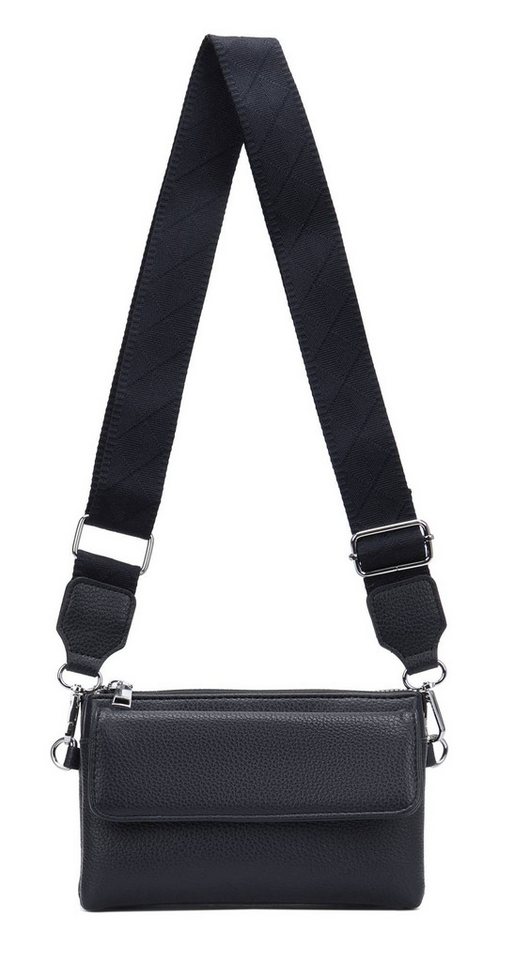 ITALYSHOP24 Geldbörse Damen Umhängetasche CrossBody Brieftasche Geldbörse Handytasche Reise (Tasche mit einem breitem Muster Stoffgurt/Umhängeband), Bodybag Cross Bag Schmucktasche Brieftasche Clutch Abendtasche von ITALYSHOP24