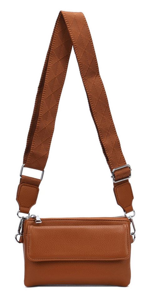 ITALYSHOP24 Geldbörse Damen Umhängetasche CrossBody Brieftasche Geldbörse Handytasche Reise (Tasche mit einem breitem Muster Stoffgurt/Umhängeband), Bodybag Cross Bag Schmucktasche Brieftasche Clutch Abendtasche von ITALYSHOP24